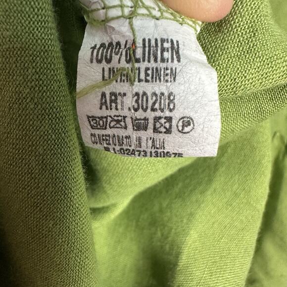 Saga 100% Linen One Size Boho Shirt Dress Pocket Lagonlook Large XL 1x Green - Picture 2 of 10